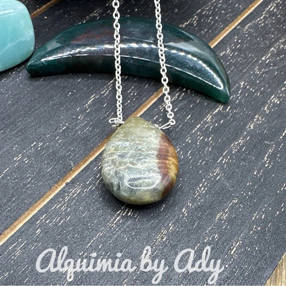 labradorite big raindrop pendant gemstone sterling silver necklace - Picture 1 of 5